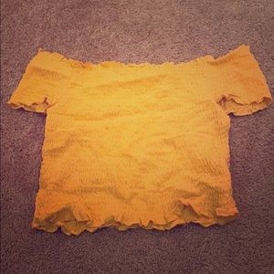 Lottie Moss Yellow Off the Shoulder Crop Top